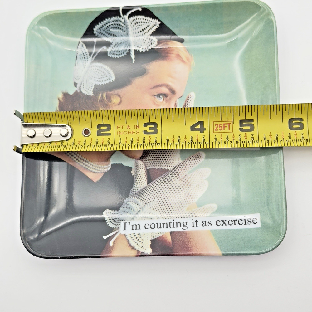 Anne Taintor Retro Plate Tray Melamine My Mascara Ran I'm Counting It Exercise - Picture 4 of 5